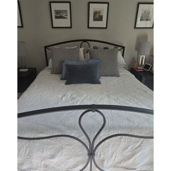 Restoration Hardware Duvet Cover Reversible Quilted King beige striped Cotton - Picture 8 of 10